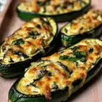 Spinach Mushroom Ricotta Zucchini Boats