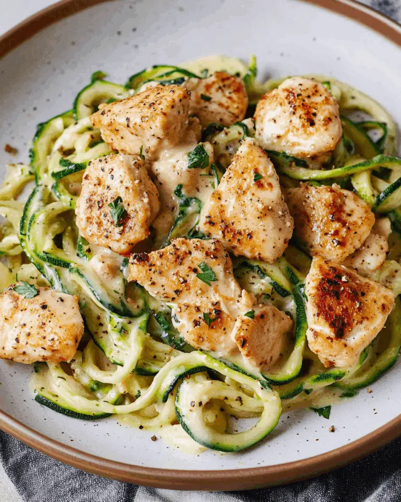 Chicken Alfredo with Zucchini Noodles