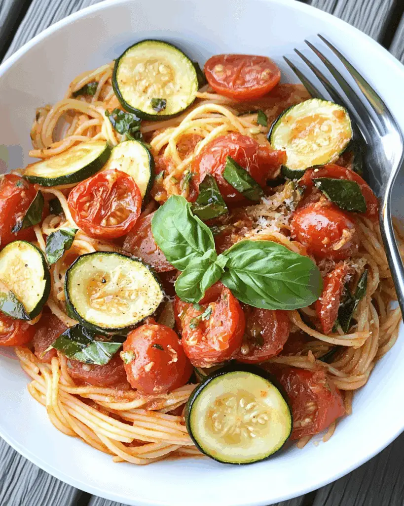 Sautéed Zucchini and Tomatoes with Gluten-Free Spaghetti