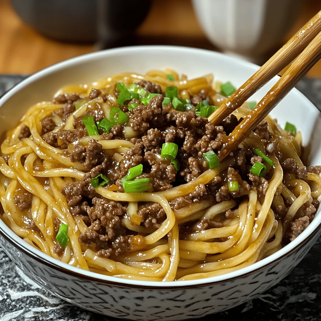 Mongolian Ground Beef and Noodles