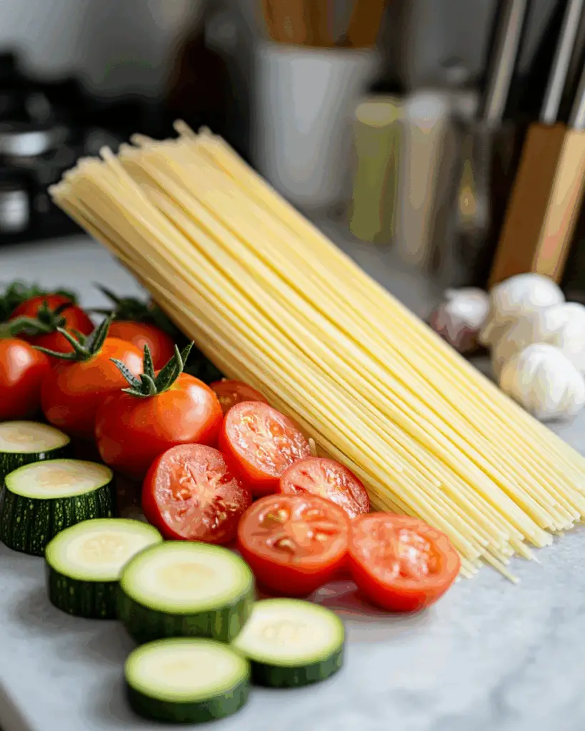 Sautéed Zucchini and Tomatoes with Gluten-Free Spaghetti