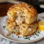 Crab Stuffed Cheddar Bay Biscuits with Lemon Butter