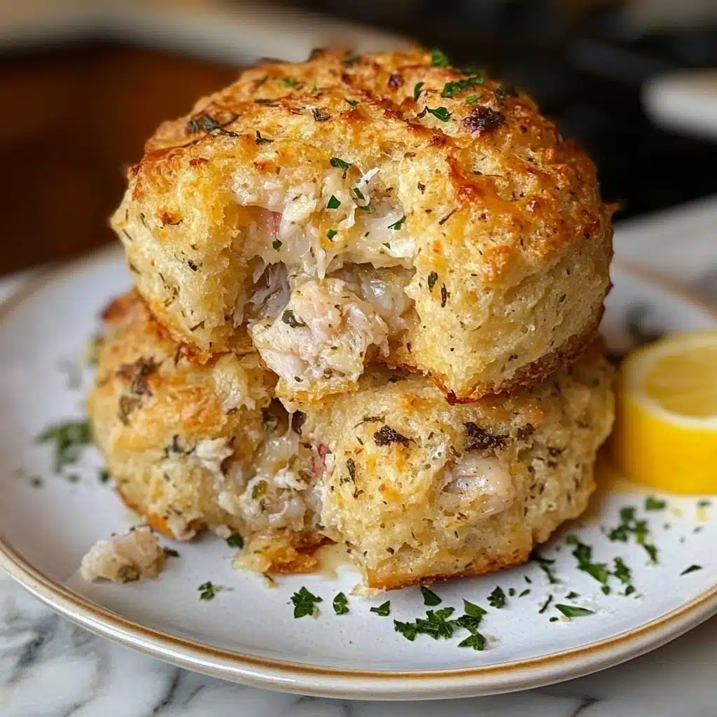 Crab Stuffed Cheddar Bay Biscuits with Lemon Butter