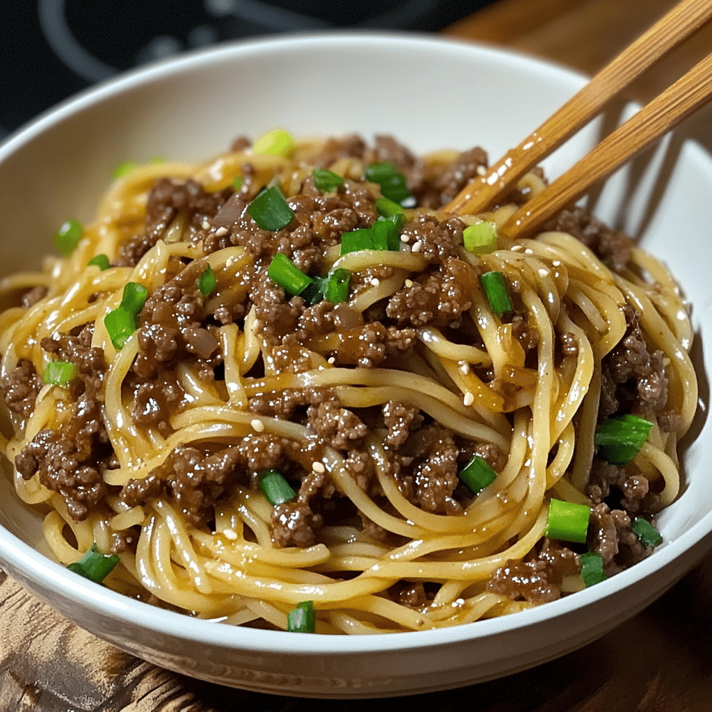 Mongolian Ground Beef and Noodles