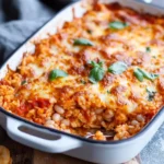 Vegetarian Pizza Casserole with White Beans and Rice