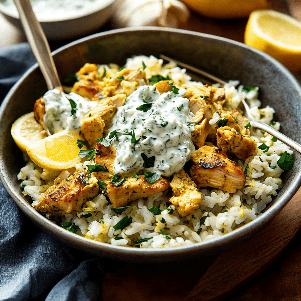 Dump and Bake Chicken Tzatziki Rice