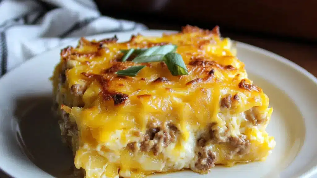Sausage, Egg, and Cream Cheese Hashbrown Casserole