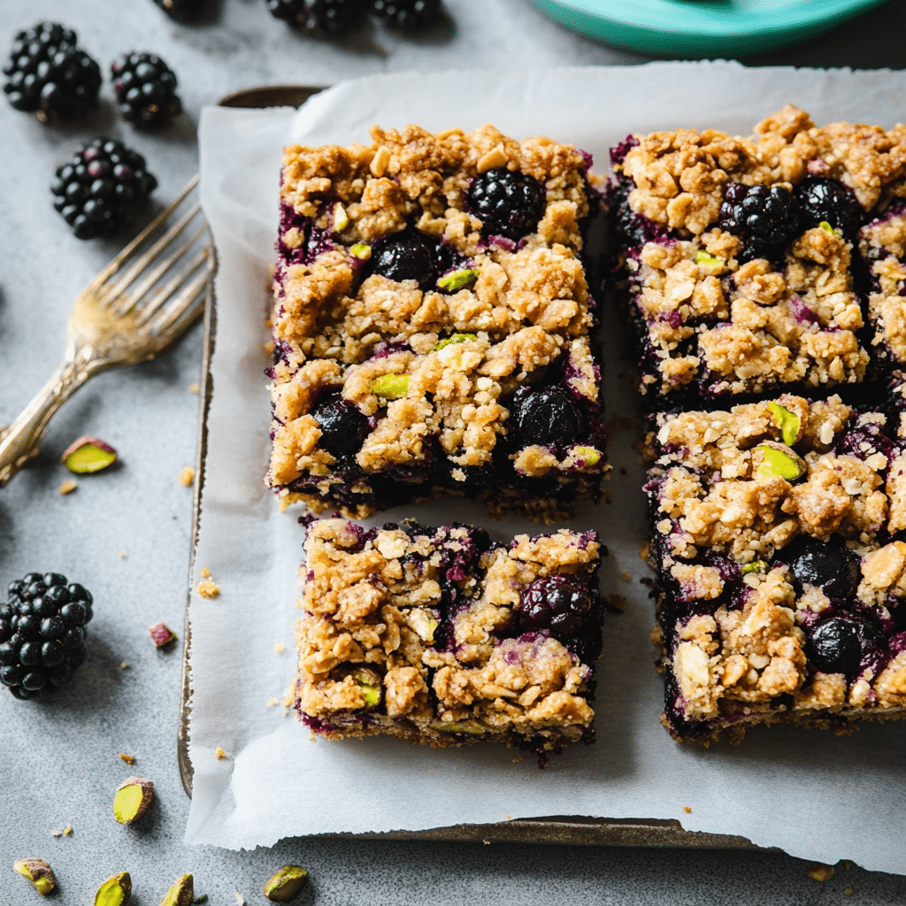 blackberry pistachio crumble bars