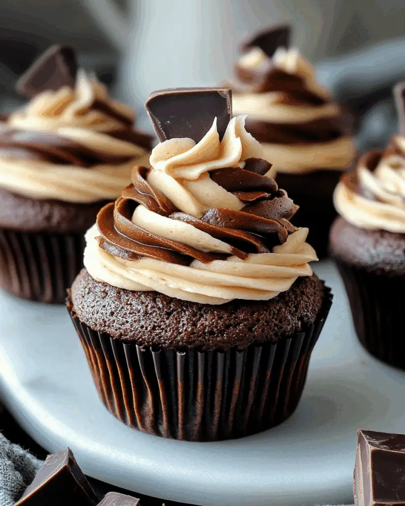 Swirled Chocolate Cupcakes with Creamy Chocolate Filling