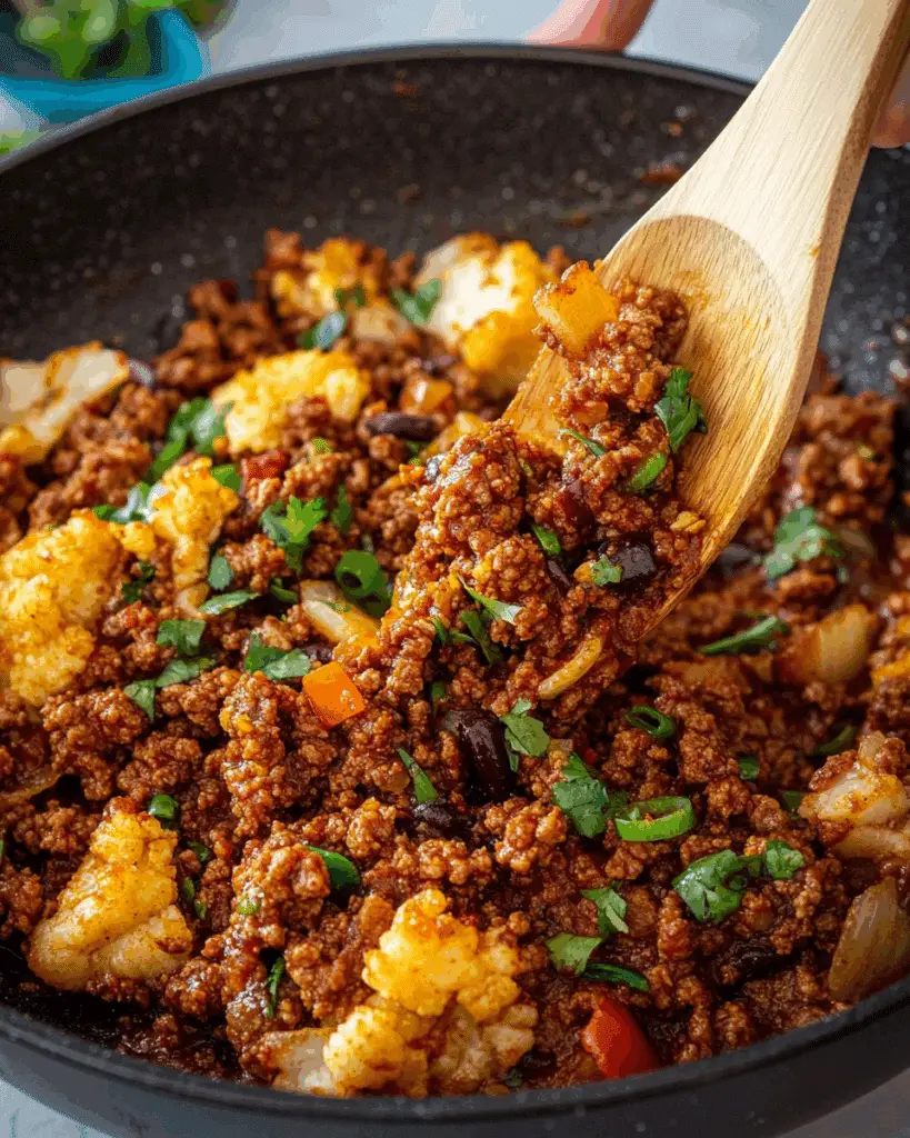 ground beef cauliflower skillet