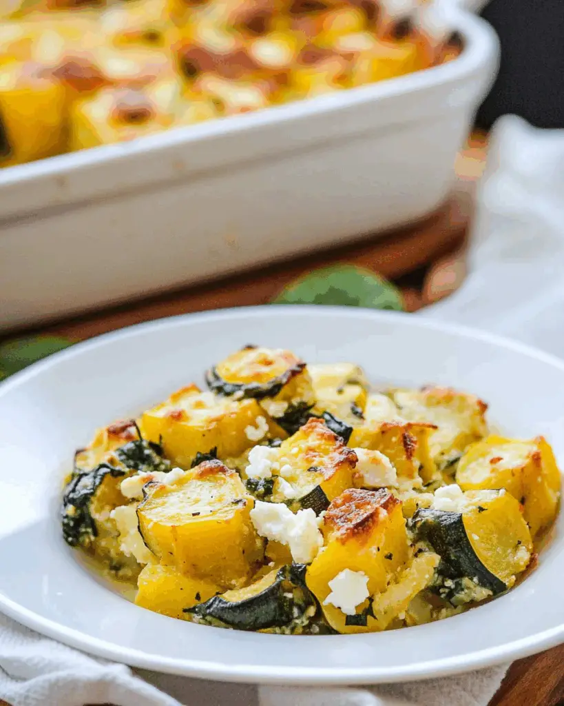 Spinach Zucchini Squash and Feta Casserole