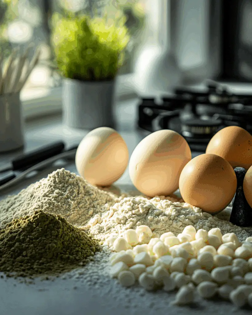 white chocolate chip matcha muffins