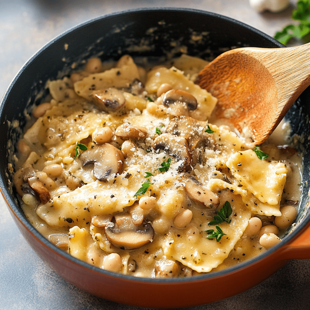 Mushroom and White Bean Pasta