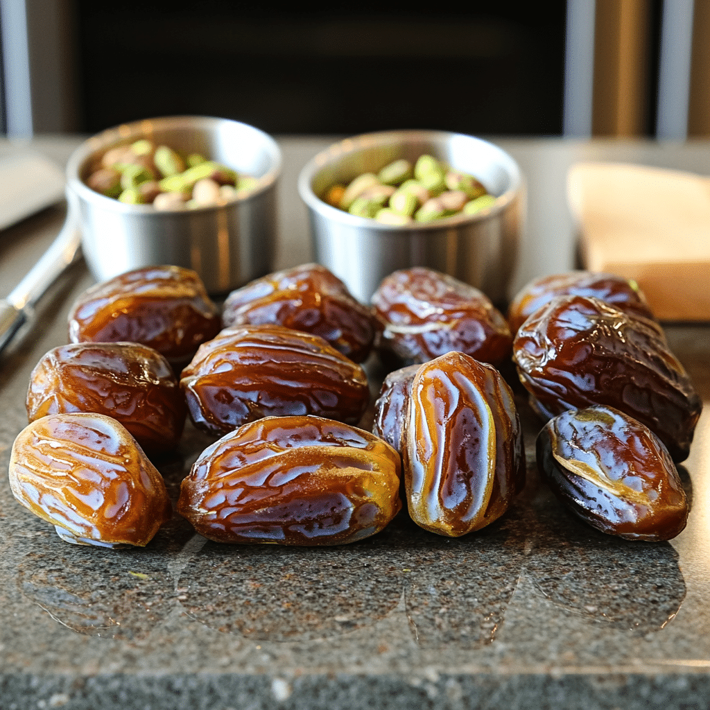 honey pistachio ricotta stuffed dates