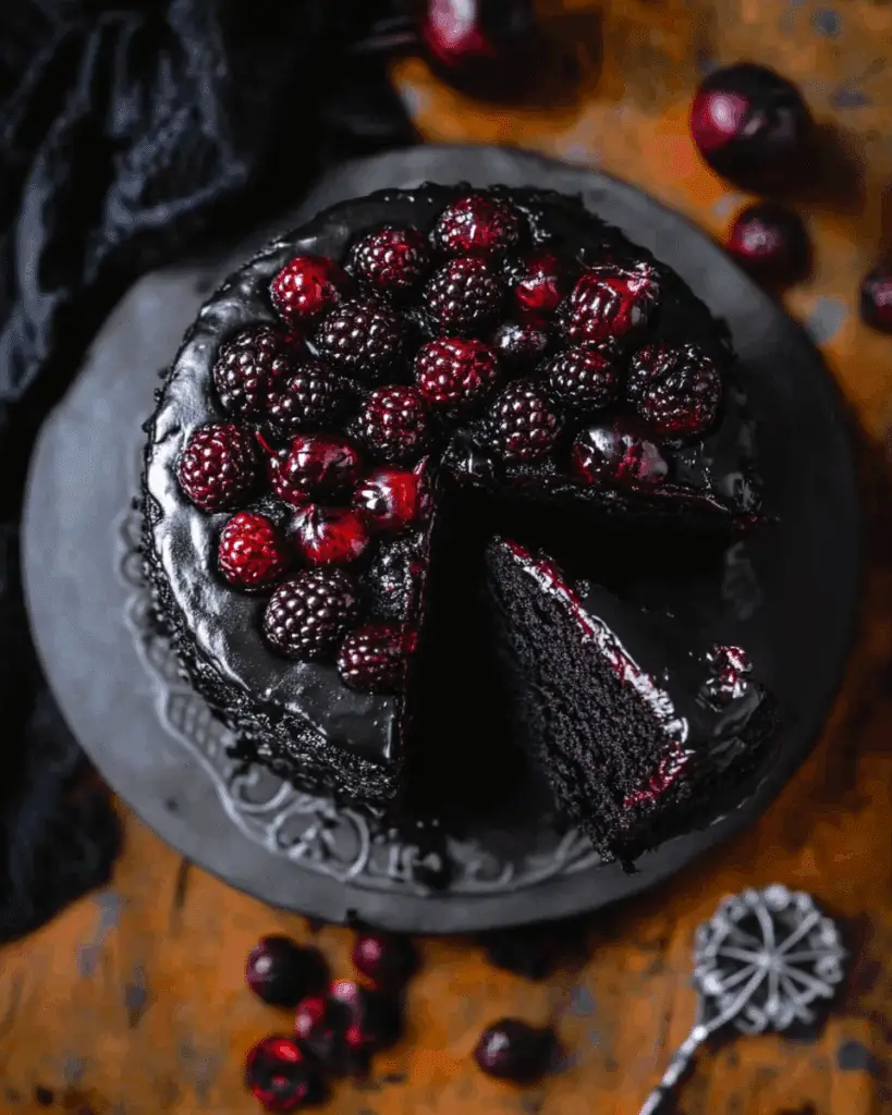 black velvet Halloween cake