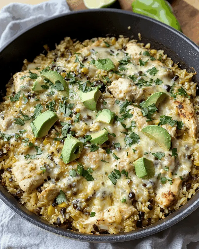 Salsa Verde Chicken Rice Skillet