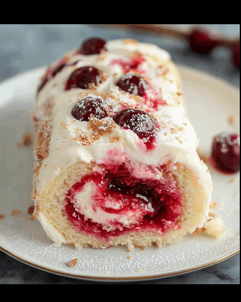 Cherry Cheesecake Angel Food Cake Roll