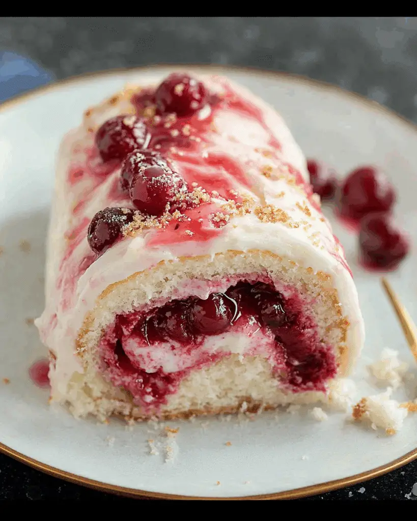 Cherry Cheesecake Angel Food Cake Roll