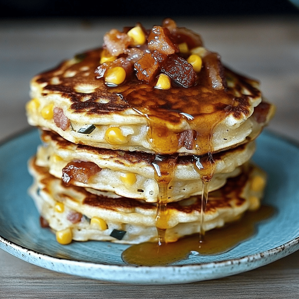Corn and Candied Bacon Pancakes