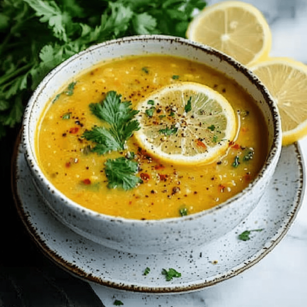 Creamy Red Lentil Lemon Soup