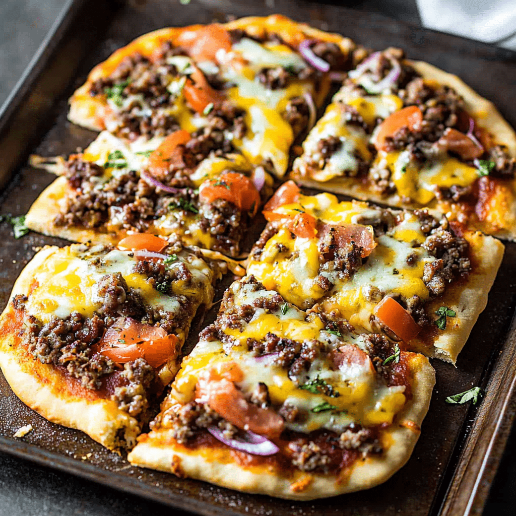 Cheeseburger Flatbread Pizza