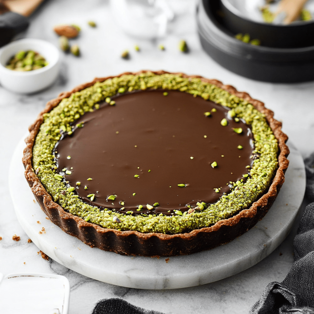 Dark Chocolate Pistachio Tart