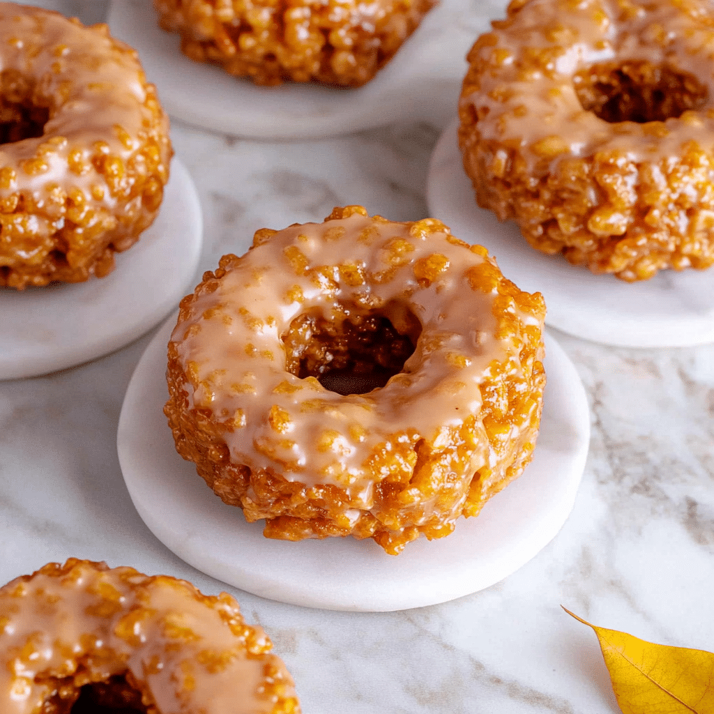 pumpkin rice krispie donuts