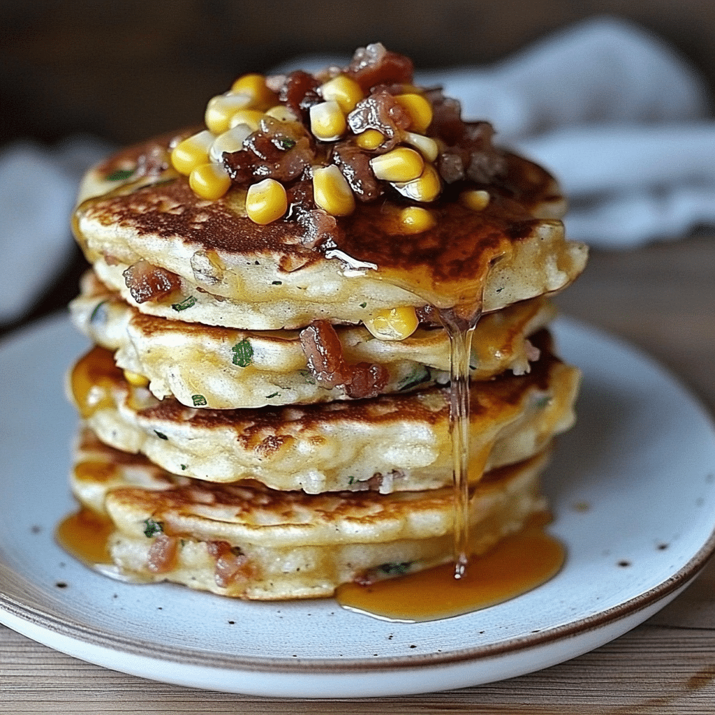 Corn and Candied Bacon Pancakes