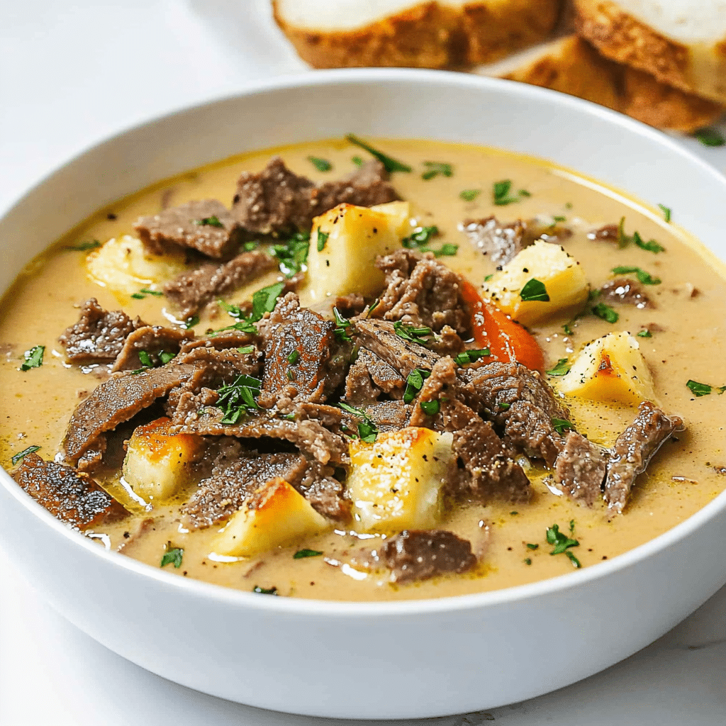 Philly Cheesesteak Soup