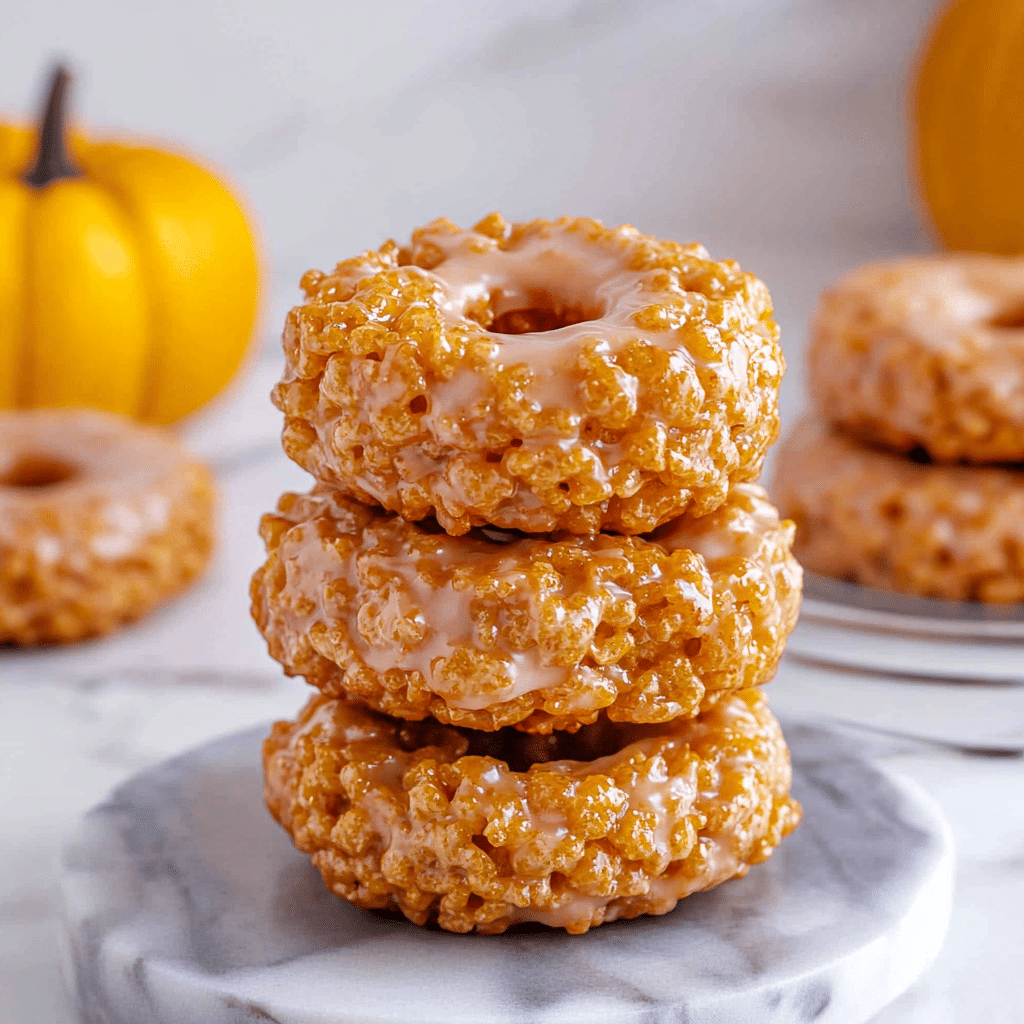 pumpkin rice krispie donuts