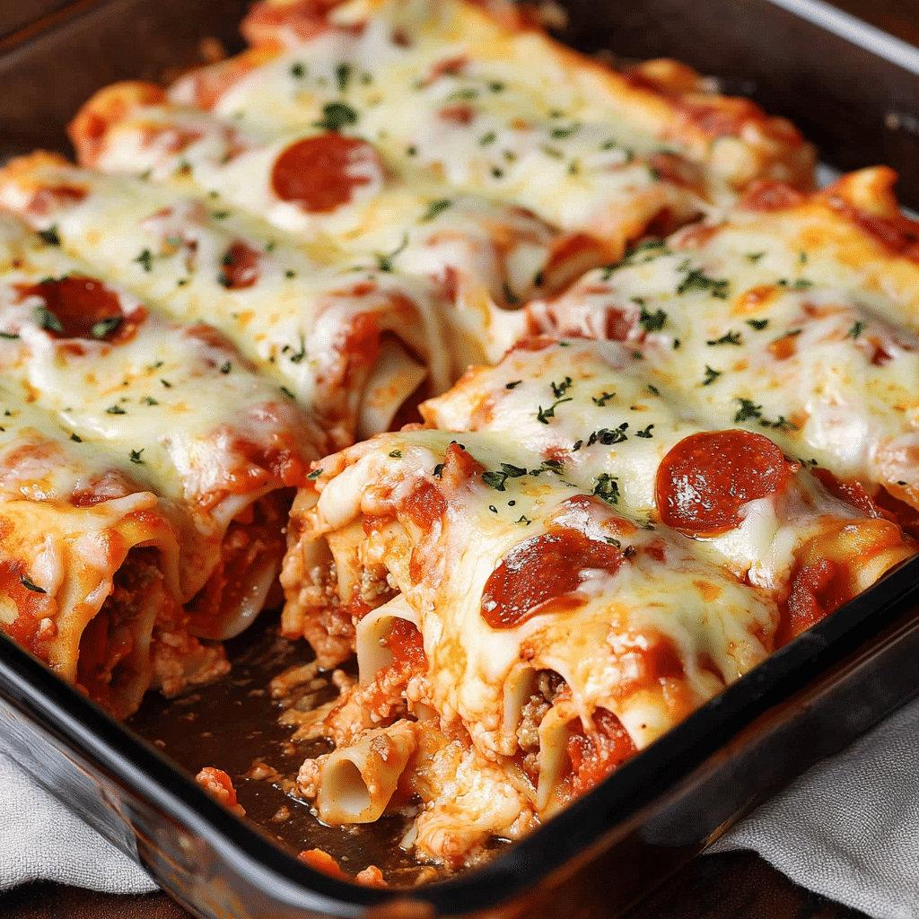 Pepperoni Pizza Lasagna Roll Ups