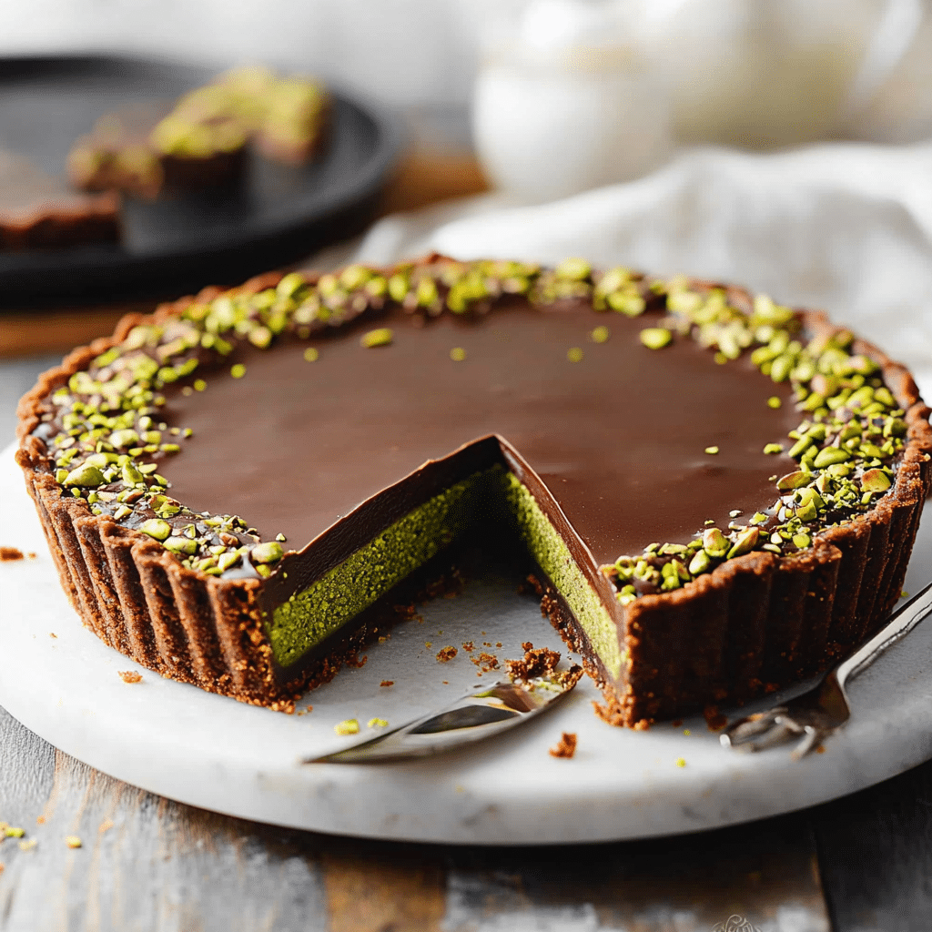 Dark Chocolate Pistachio Tart