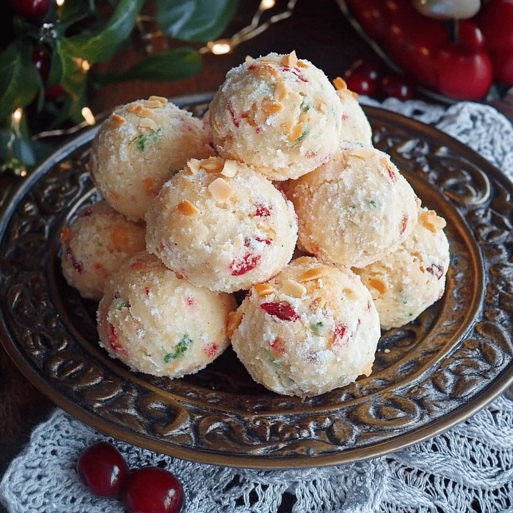 Almond Cherry Snowballs