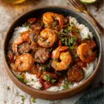 Cajun Shrimp and Sausage over Rice