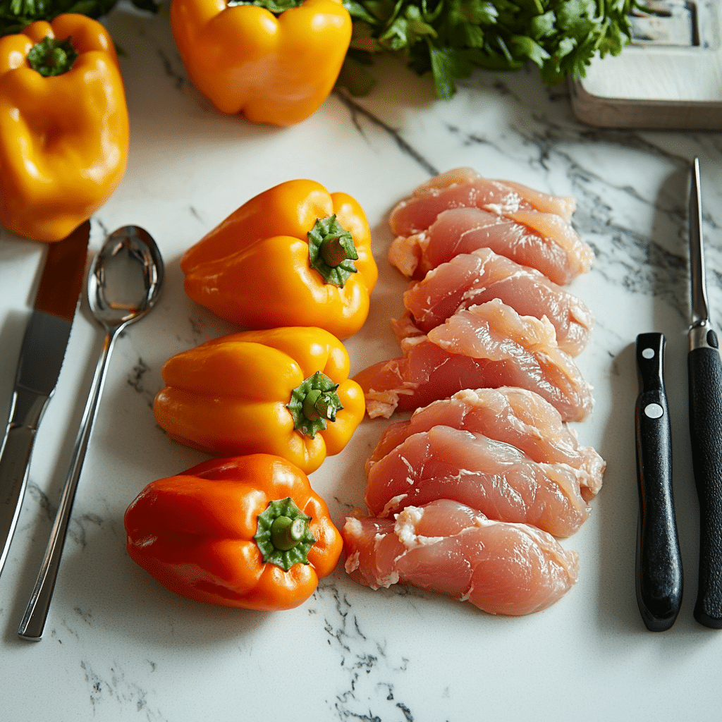Shredded Chicken Rice Stuffed Peppers