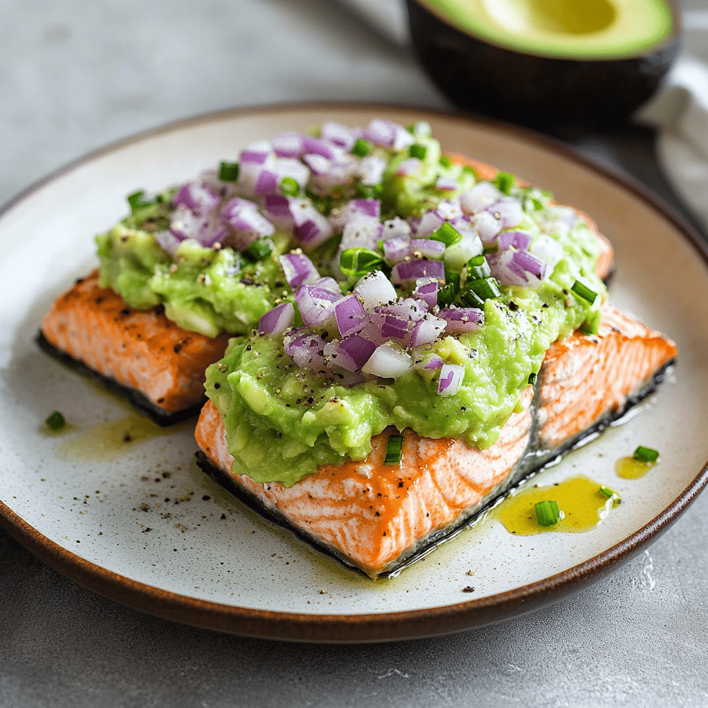 Baked Salmon with Avocado Mash