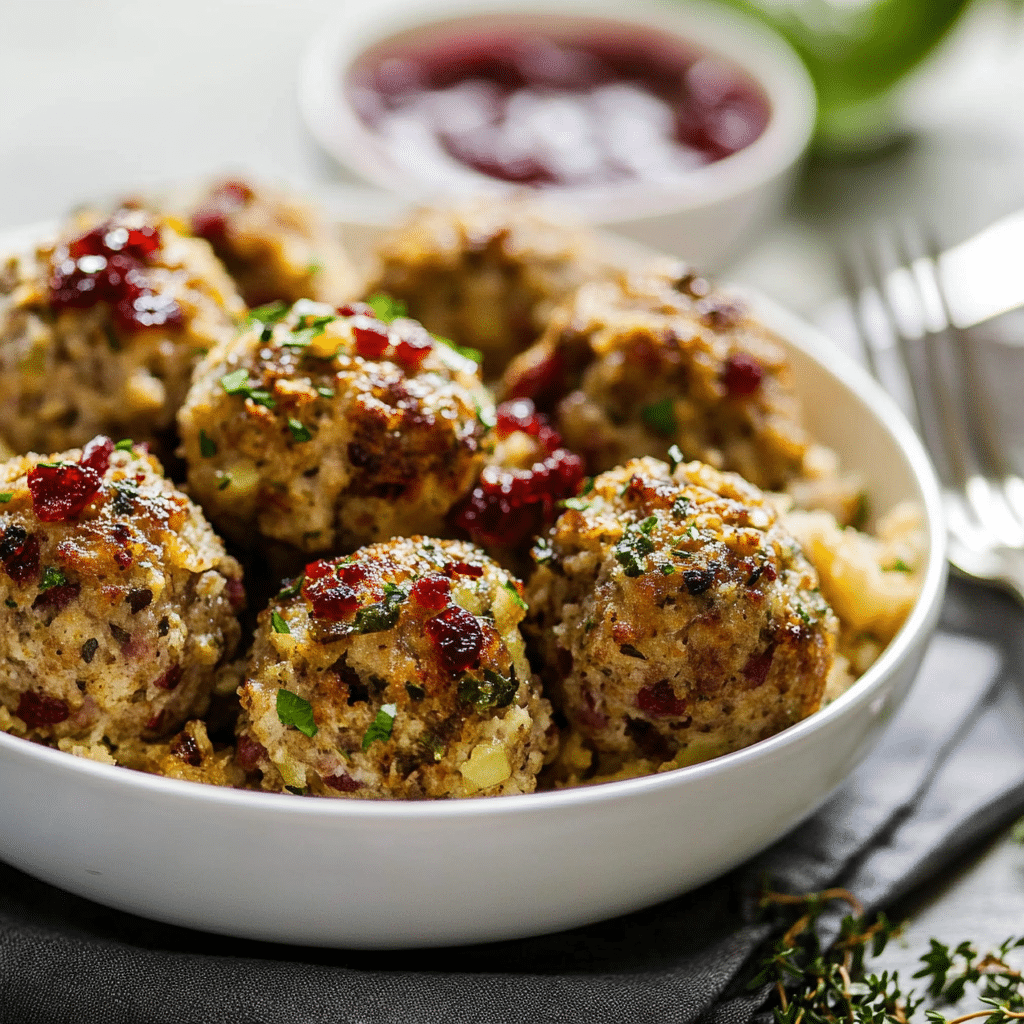 Turkey Stuffing Meatballs