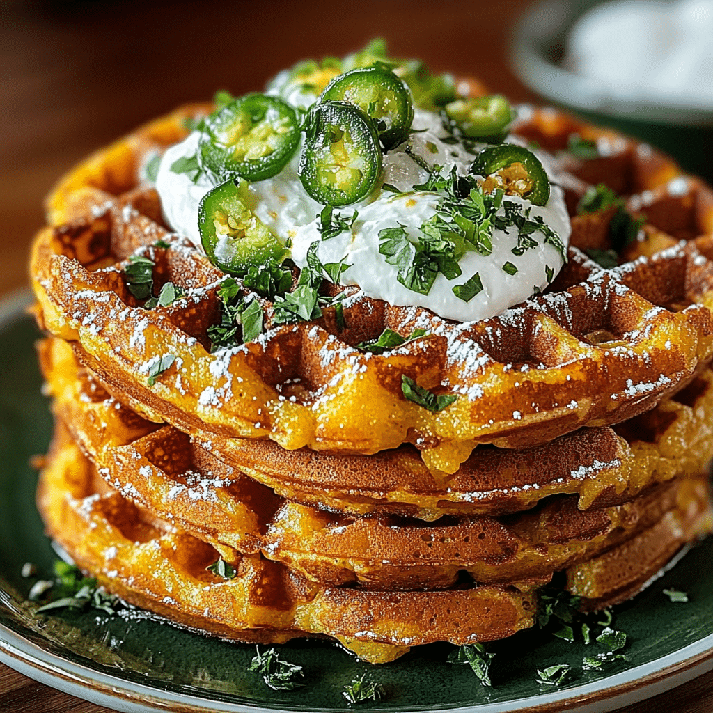 Cheddar Jalapeño Cornbread Waffles