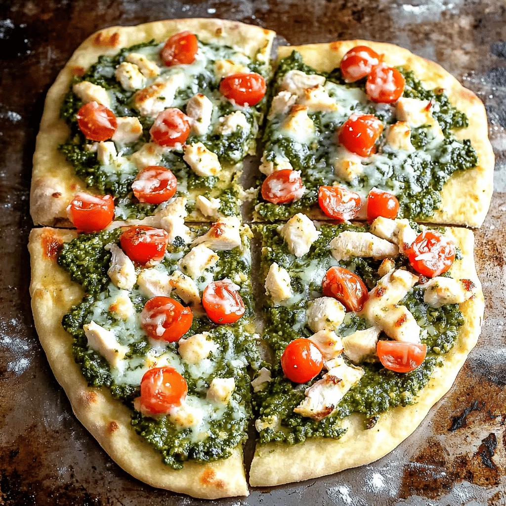 Chicken pesto flatbread