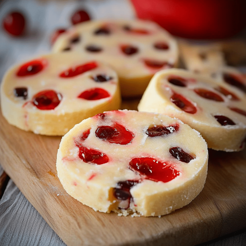 Maraschino Cherry Shortbread Cookies