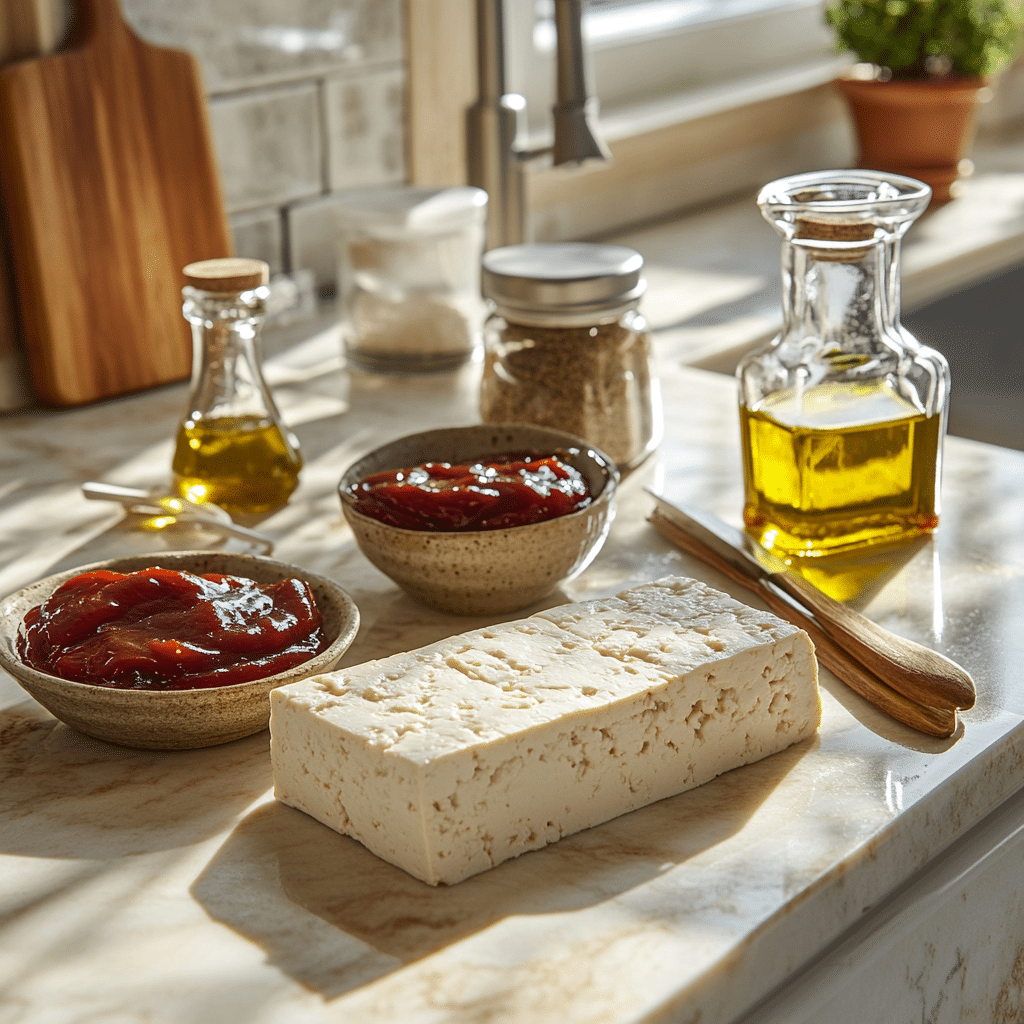 Tofu Steak with Mashed Sweet Potato