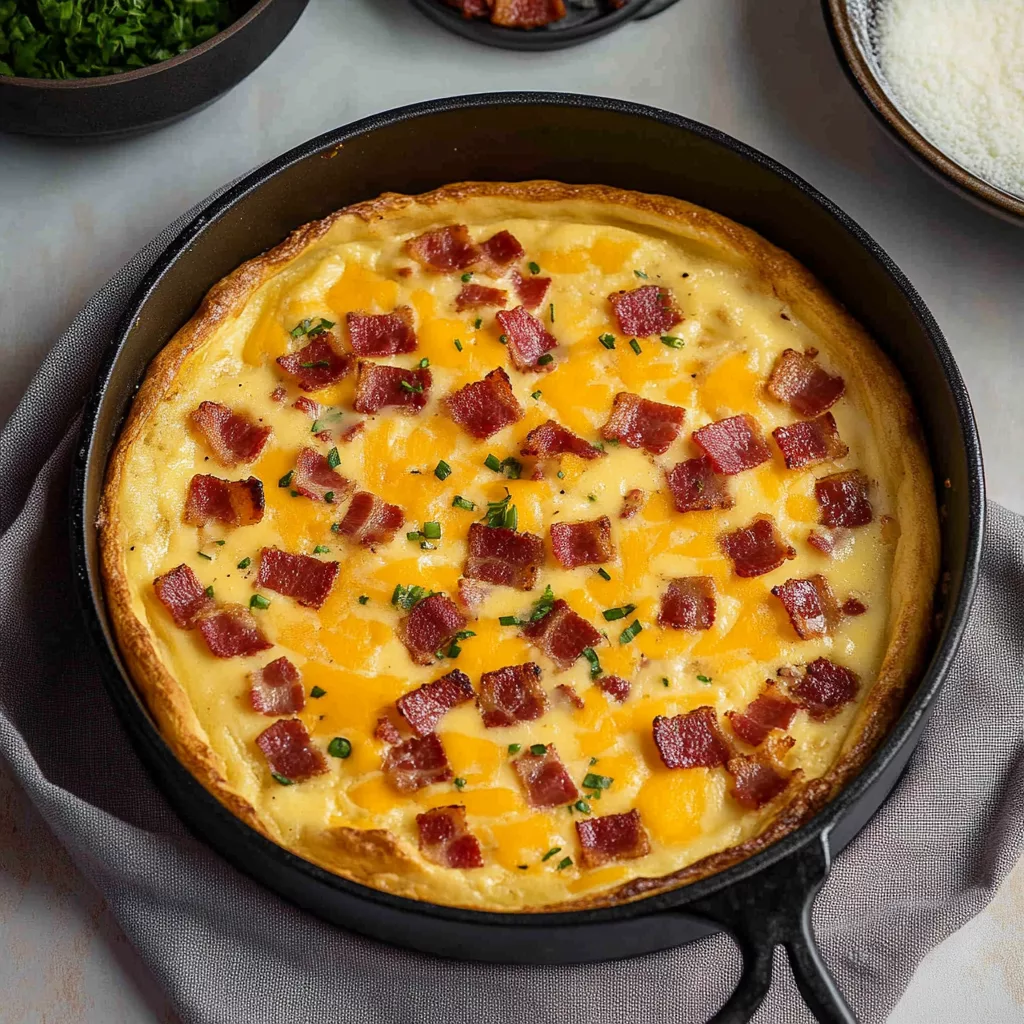 Savory Bacon Dutch Baby with Cheddar Cheese