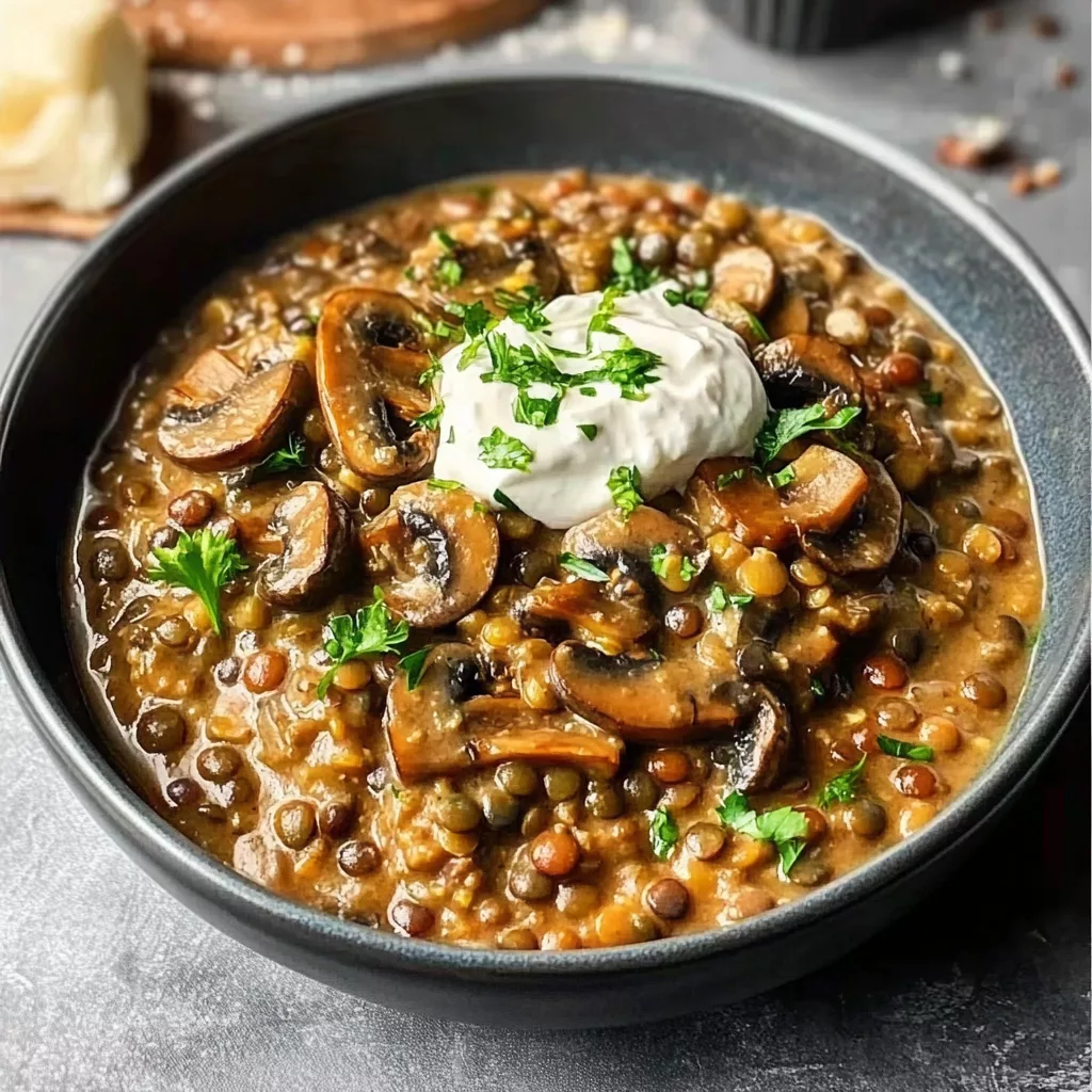 Mushroom Lentil Stroganoff