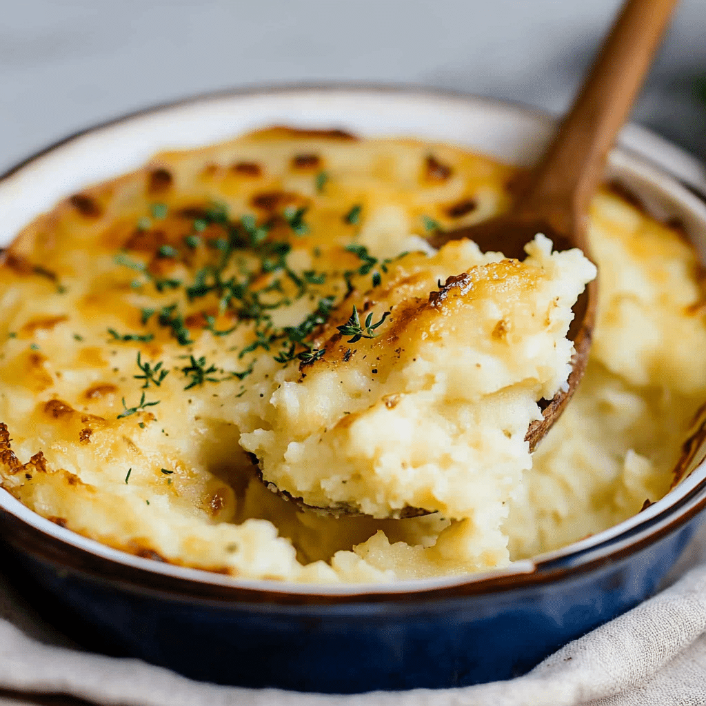 baked mashed potatoes with cheddar