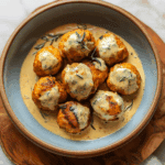 Pumpkin Chicken Meatballs in Sage Cream Sauce