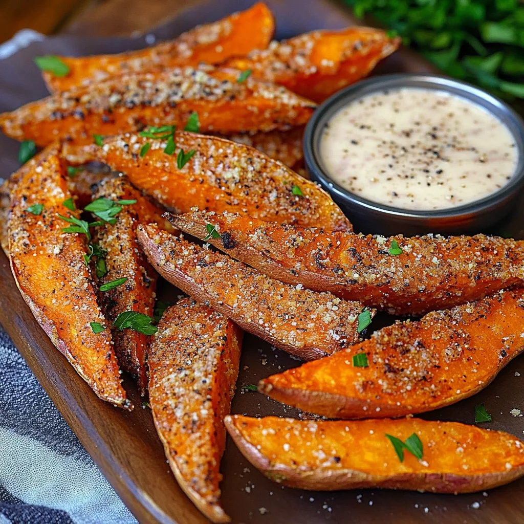 Garlic Parmesan Sweet Potato Wedges