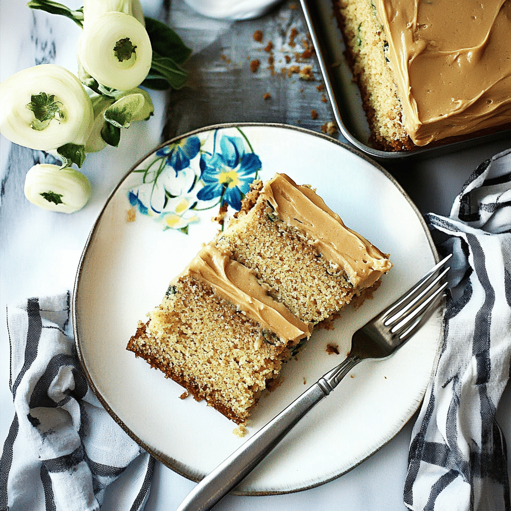 zucchini cake with brown sugar icing