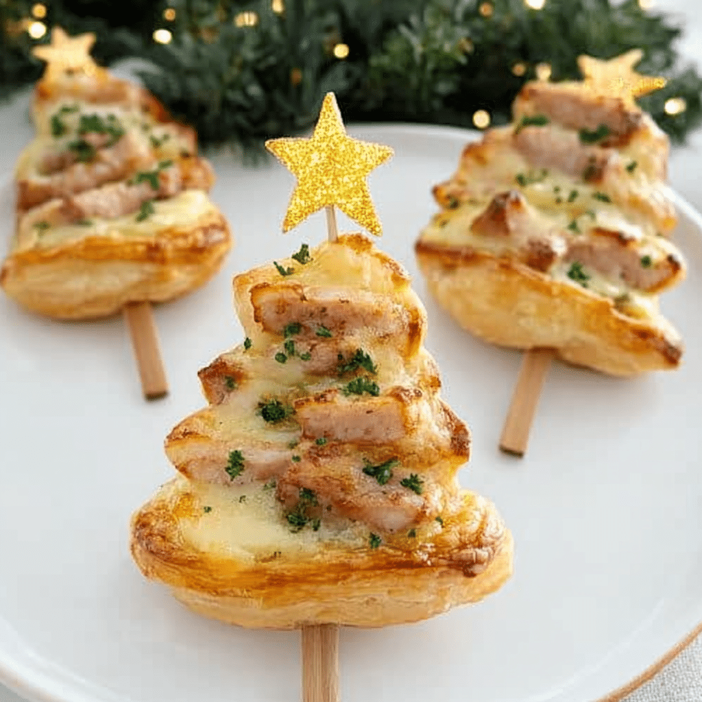 Ham and Cheese Puff Pastry Christmas Trees
