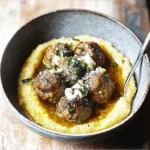 Ricotta Polenta with Drunken Meatballs