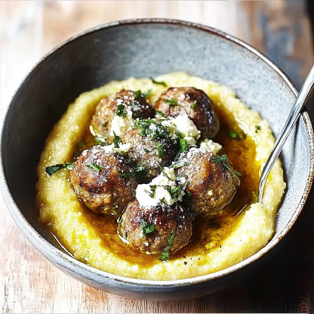 Ricotta Polenta with Drunken Meatballs